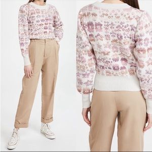 NWT LoveShackFancy Heirloom Jacquard Kirsten Wool & Alpaca-Blend Pullover